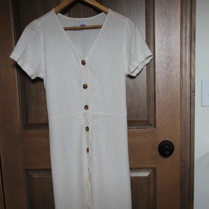 Linen blend Old Navy Women's Fit & Flare Button-Front Midi Dress Retail $44.99